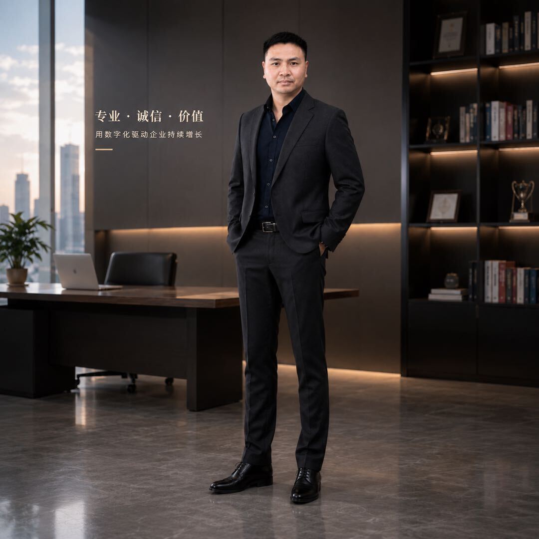 潘旭光在办公室,技术型企业家与 AI 数字化实践者